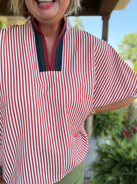 Chloe Stripe Top - Brick