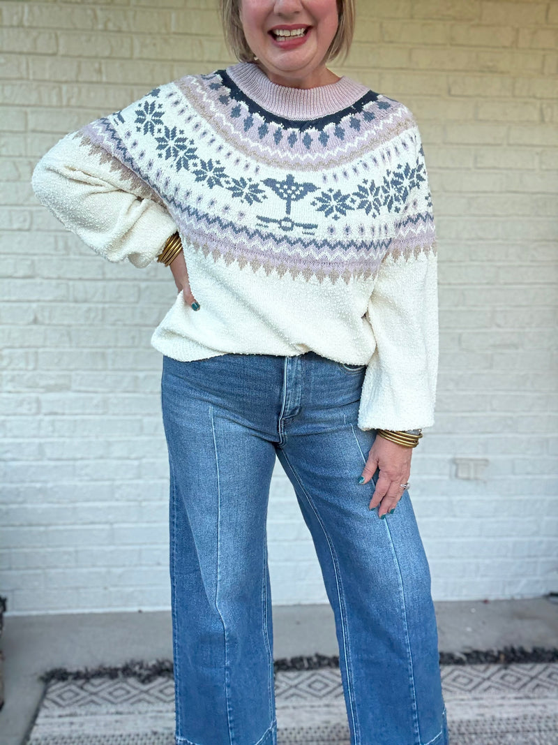 Snowglow Stitch Lavender and Blue Sweater
