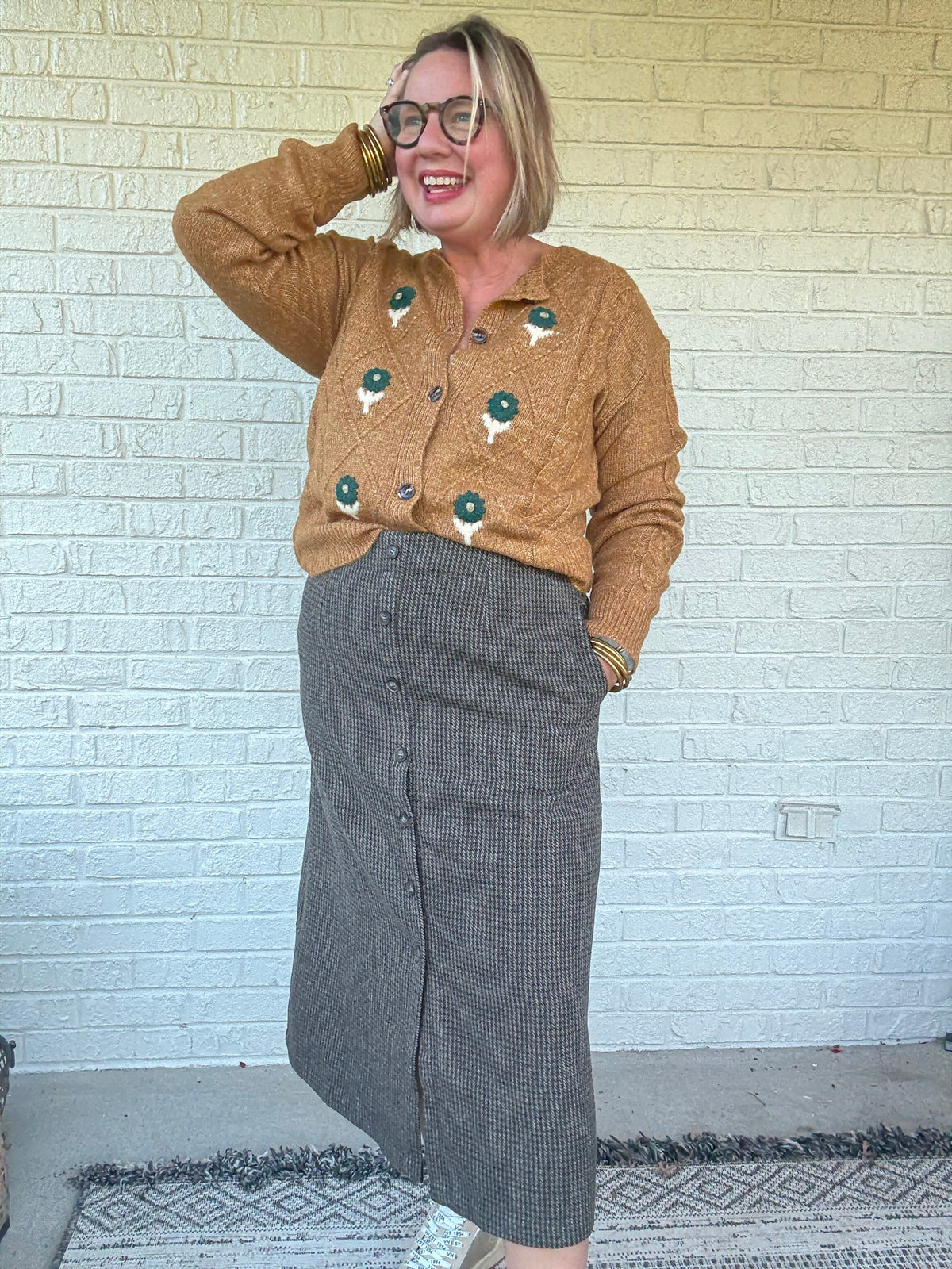 Harvest Tweed Skirt - Olive