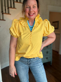 Yellow Rachel Ruffle Collar Blouse