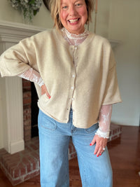 Nina Button-Up Cardigan Sweater - Oatmeal