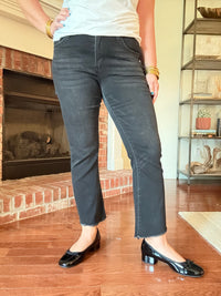 Allison Vervet Black Mid Rise Super Soft Crop Flare Jeans