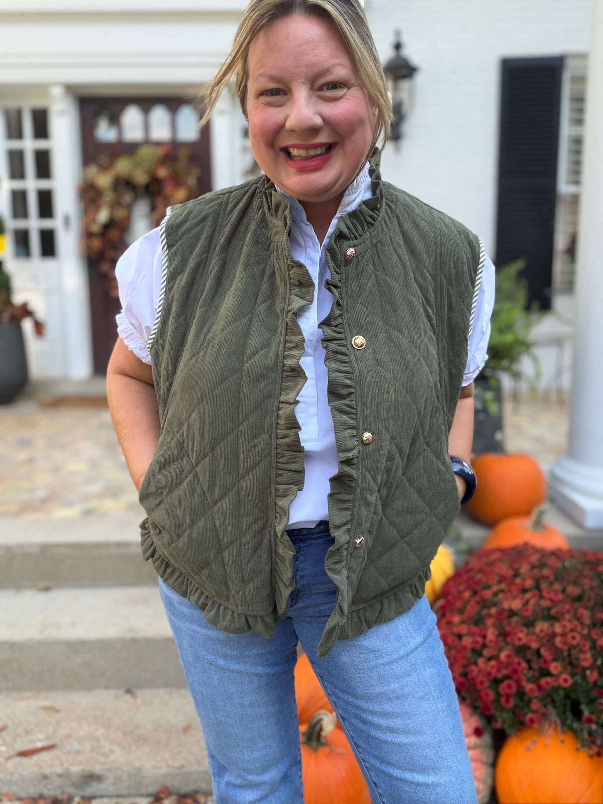 Harvest Corduroy Vest - Olive
