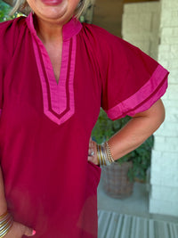 Cora Tunic Dress - Burgundy