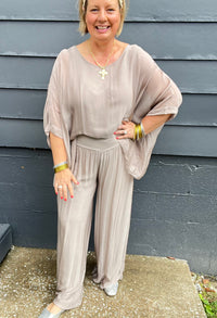 Martina Silk Top - Taupe