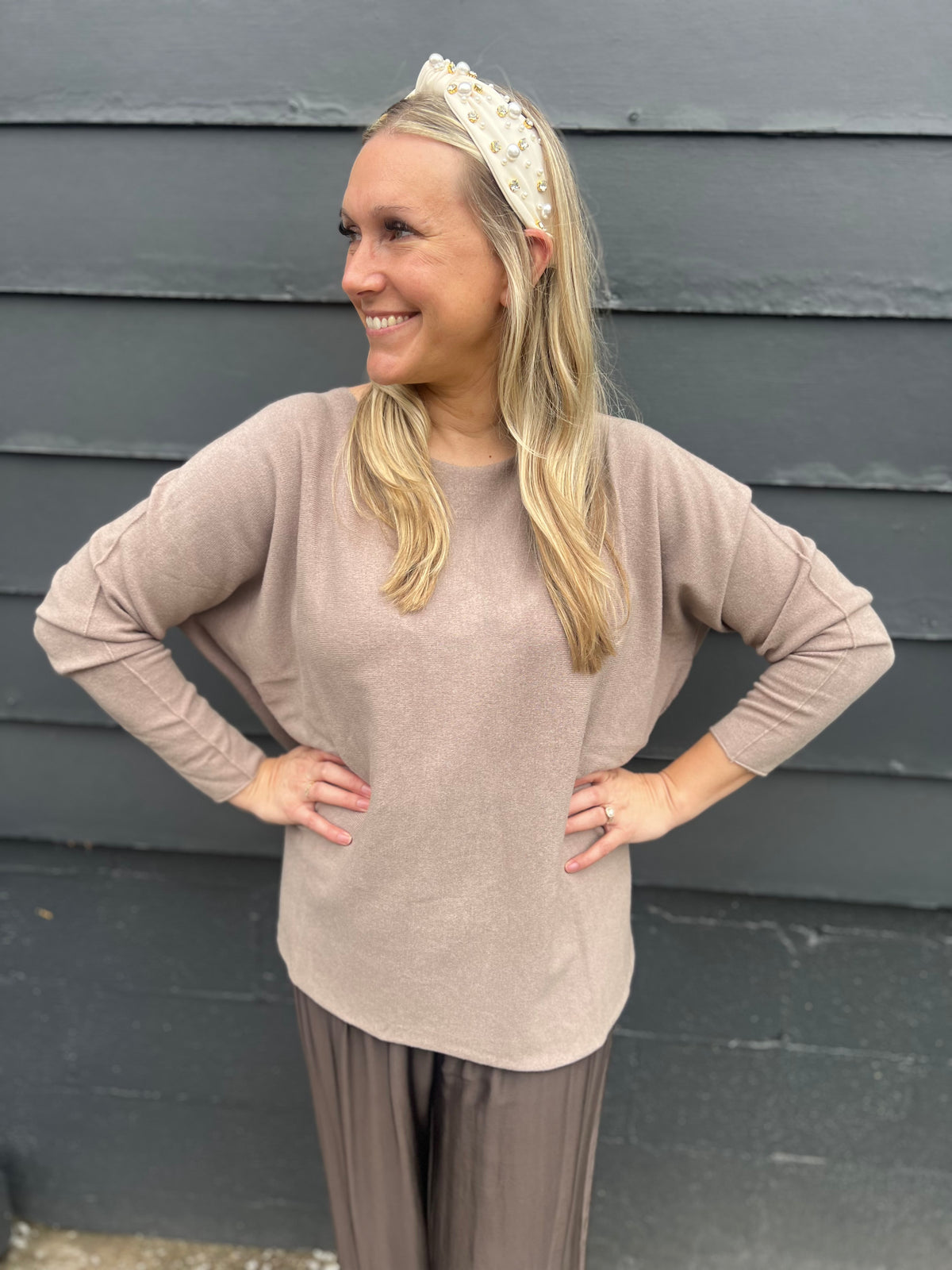 Daniella Boatneck Sweater - Taupe