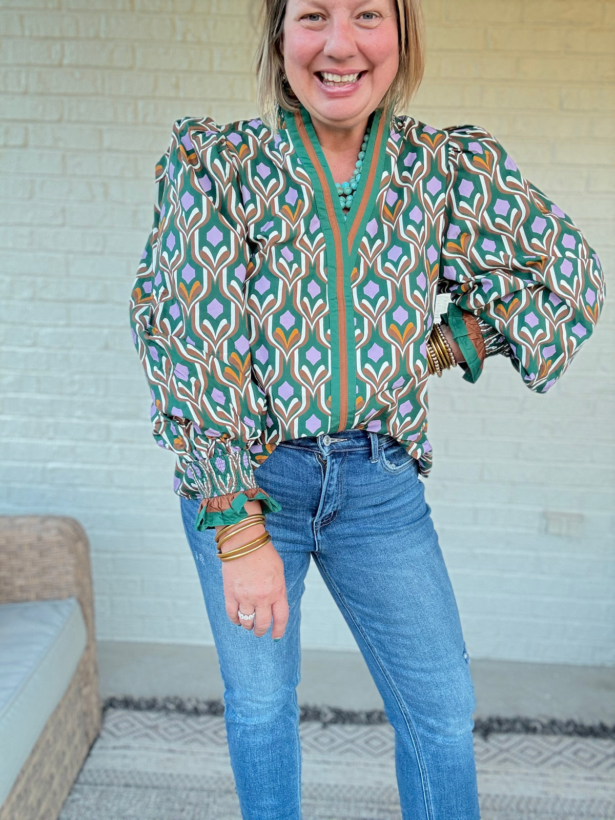 Geometric Print Blouse