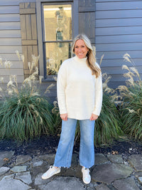 CozyChic High Low Pullover - Cream