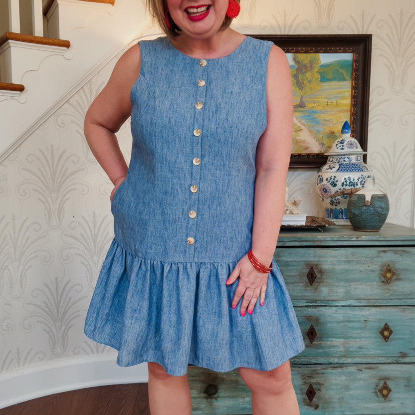 Sleeveless Button Down Denim Dress