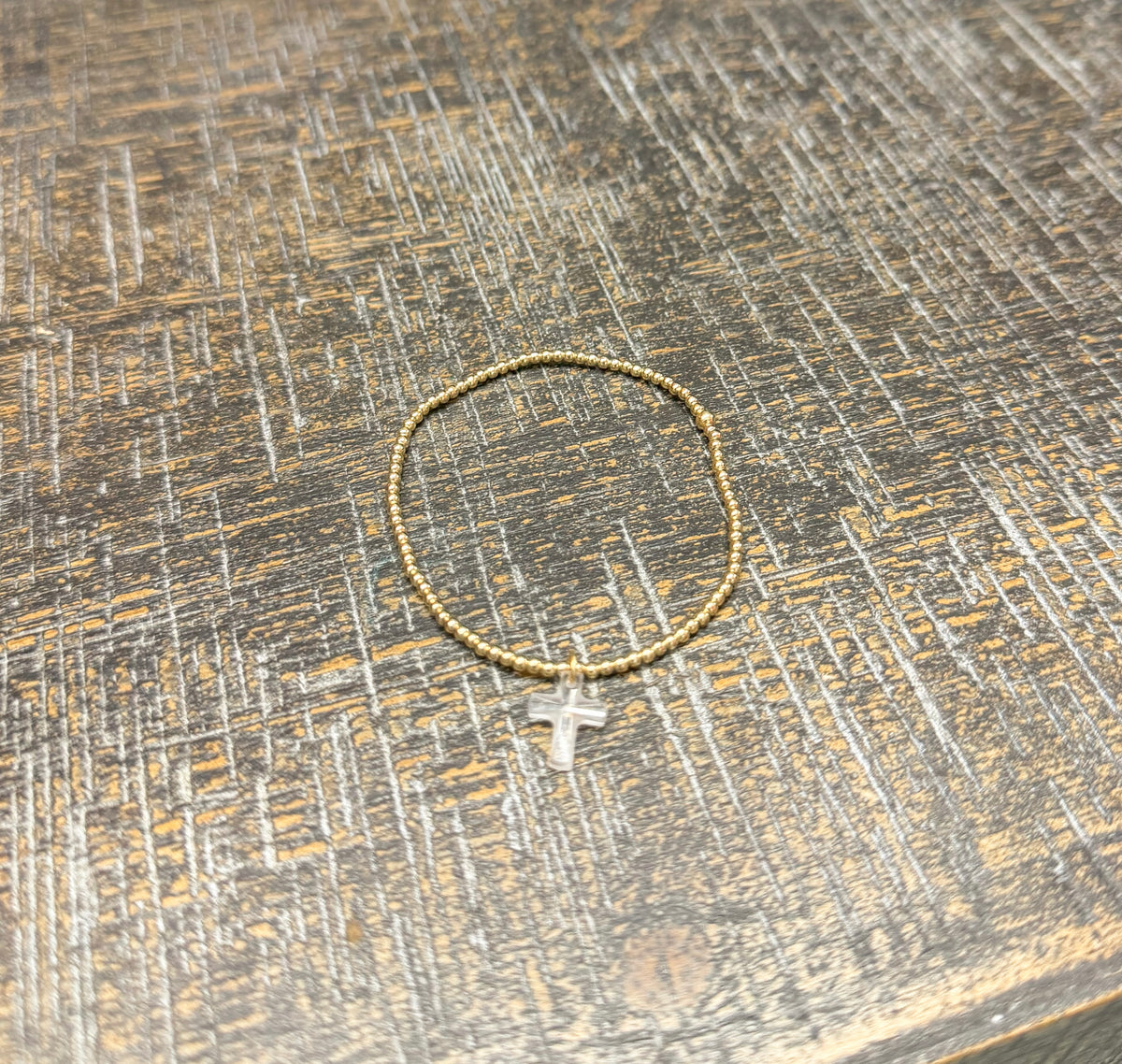Classic Gold 2mm Bracelet - Blessed Crystal Charm