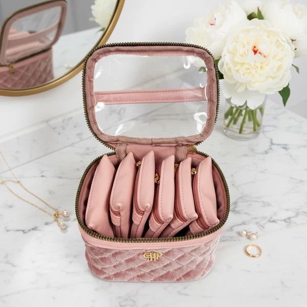 Getaway Jewelry Case - Blush Velvet Quilted
