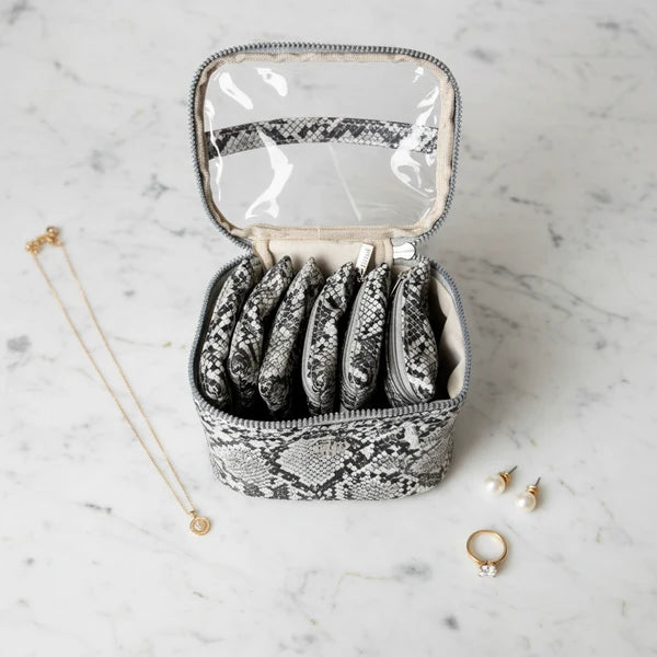 Getaway Jewelry Case - Silver Python