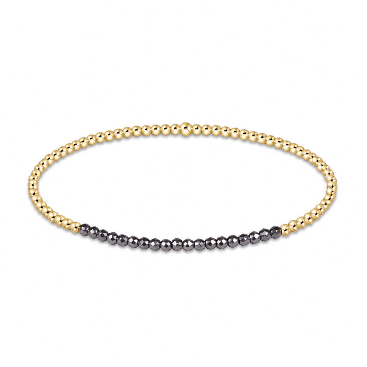 Gold Bliss Silver Faceted Hematite 2mm Gold Bracelet