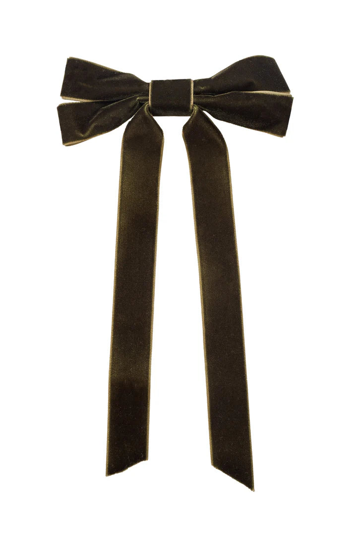 Viola Double Bow Barrette - Olive