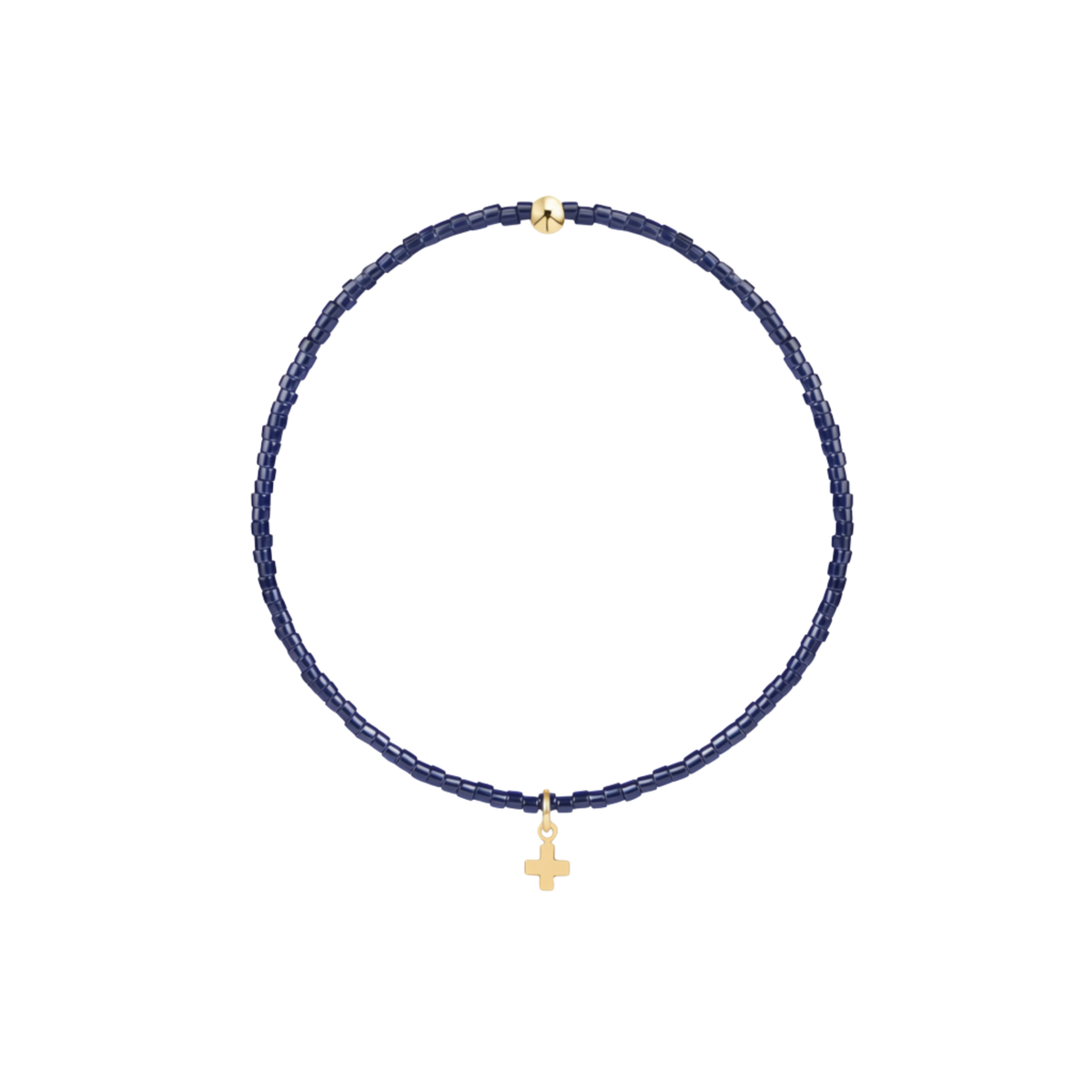 Hope Classic Navy Bracelet - Signature Cross Small Gold Charm