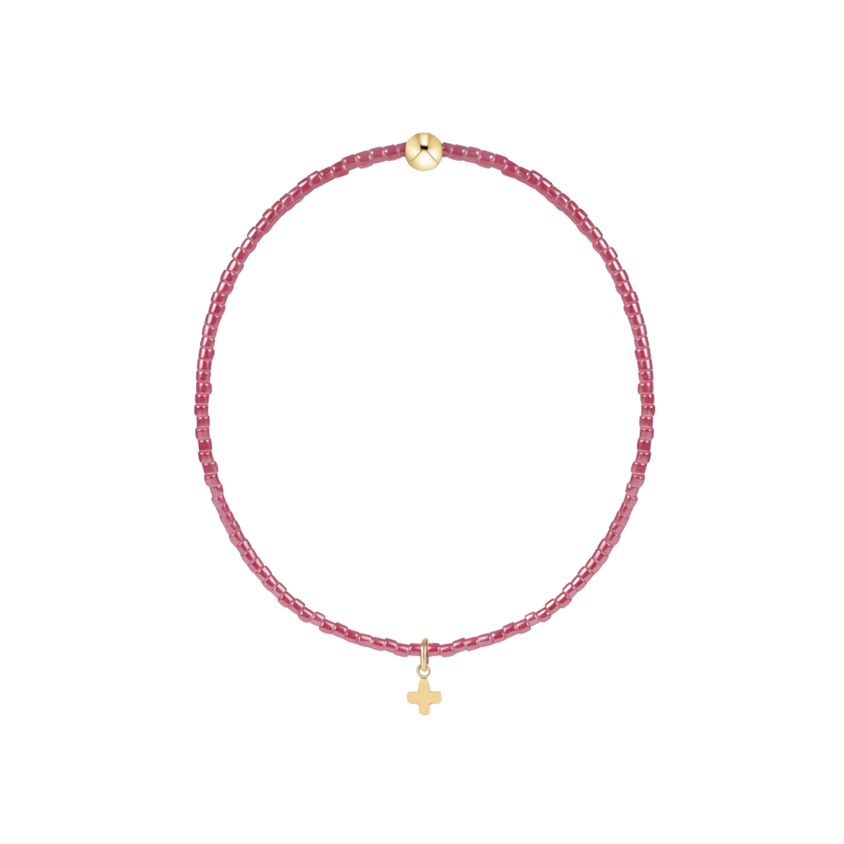 Hope Classic Pink Champagne Bracelet - Signature Cross Small Gold Charm