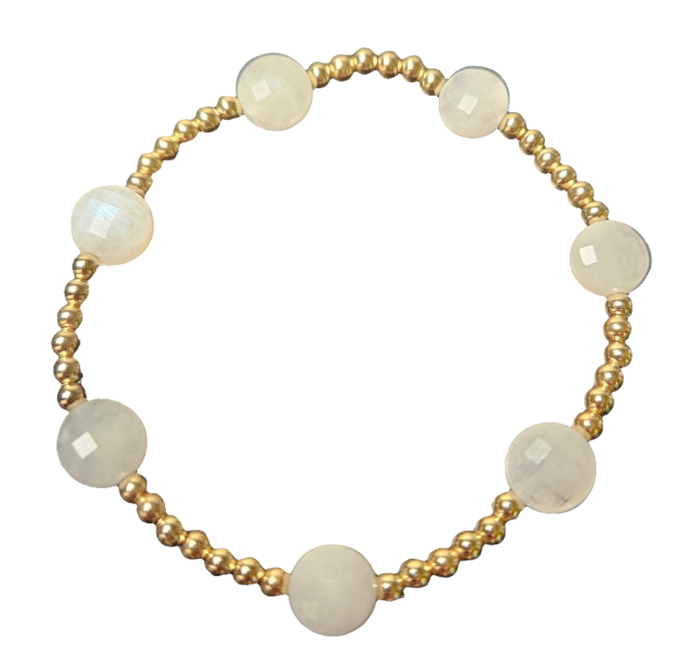 Admire Gold 3mm Bead Bracelet - Moonstone