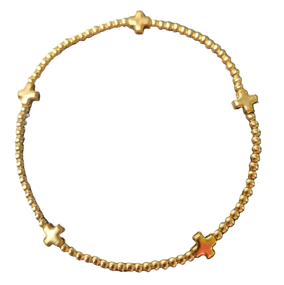 Signature Cross Small 2mm Gold Bracelet - Gold