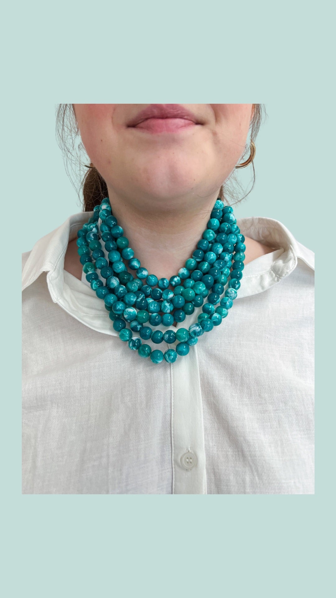 Teal Chunky Beaded Necklace