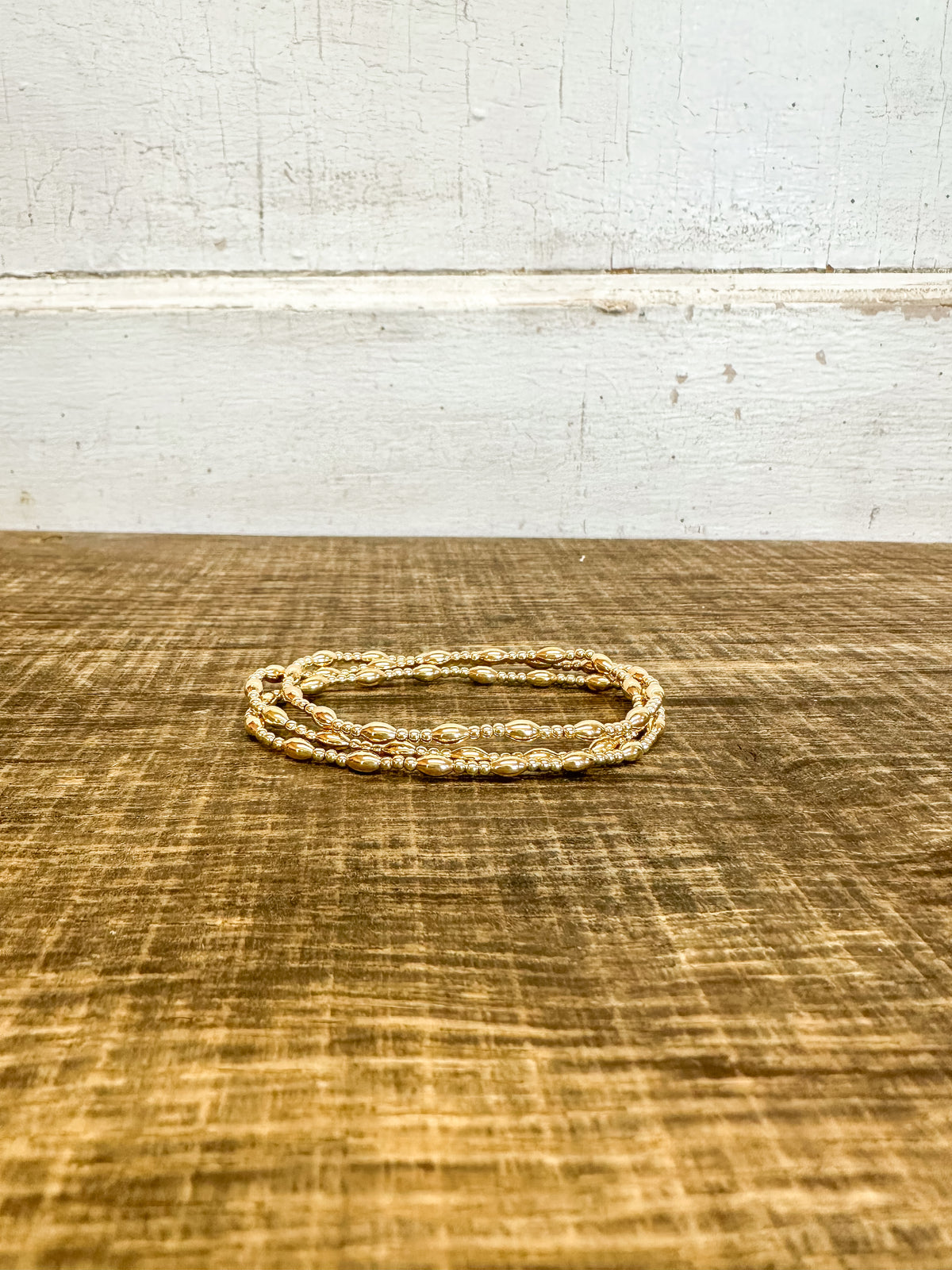 Harmony  Sincerity Pattern 2mm Bead Bracelet - Gold