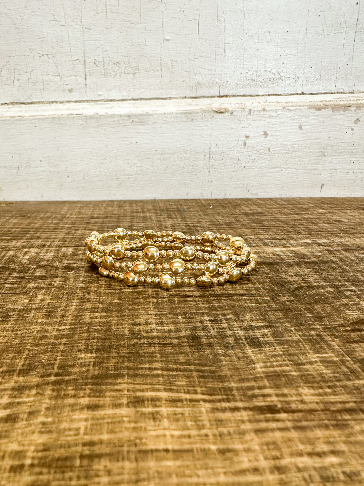 Honesty Gold Sincerity Pattern 6mm Bead Bracelet