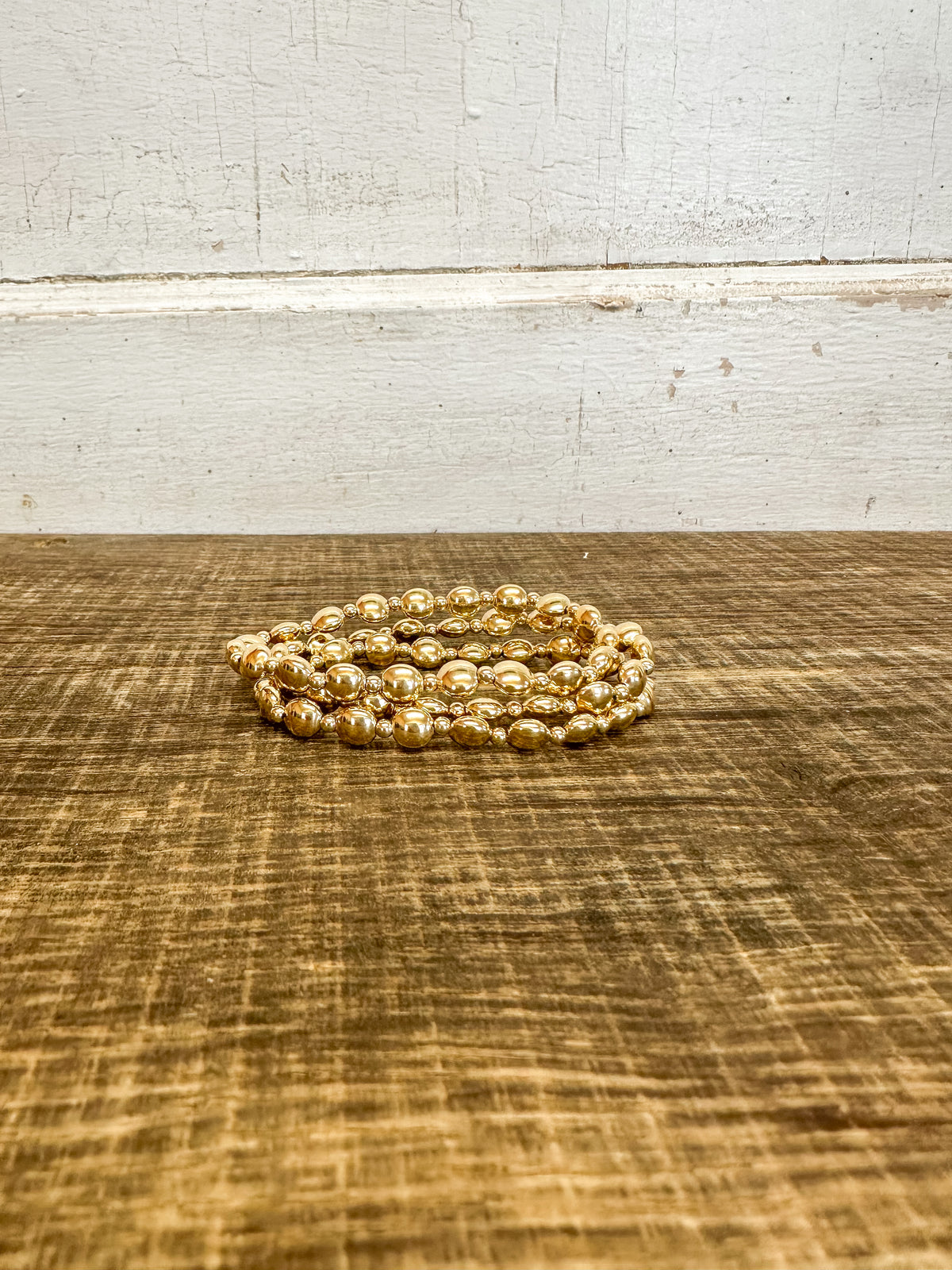 Honesty Gold Grateful Pattern 6mm Bead Bracelet