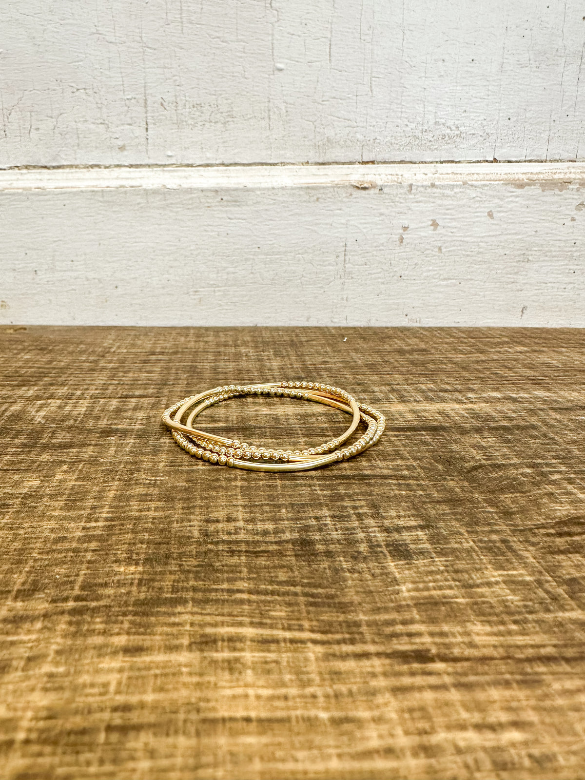 Bliss Bar Gold Pattern 2.5mm Bead Bracelet - Gold