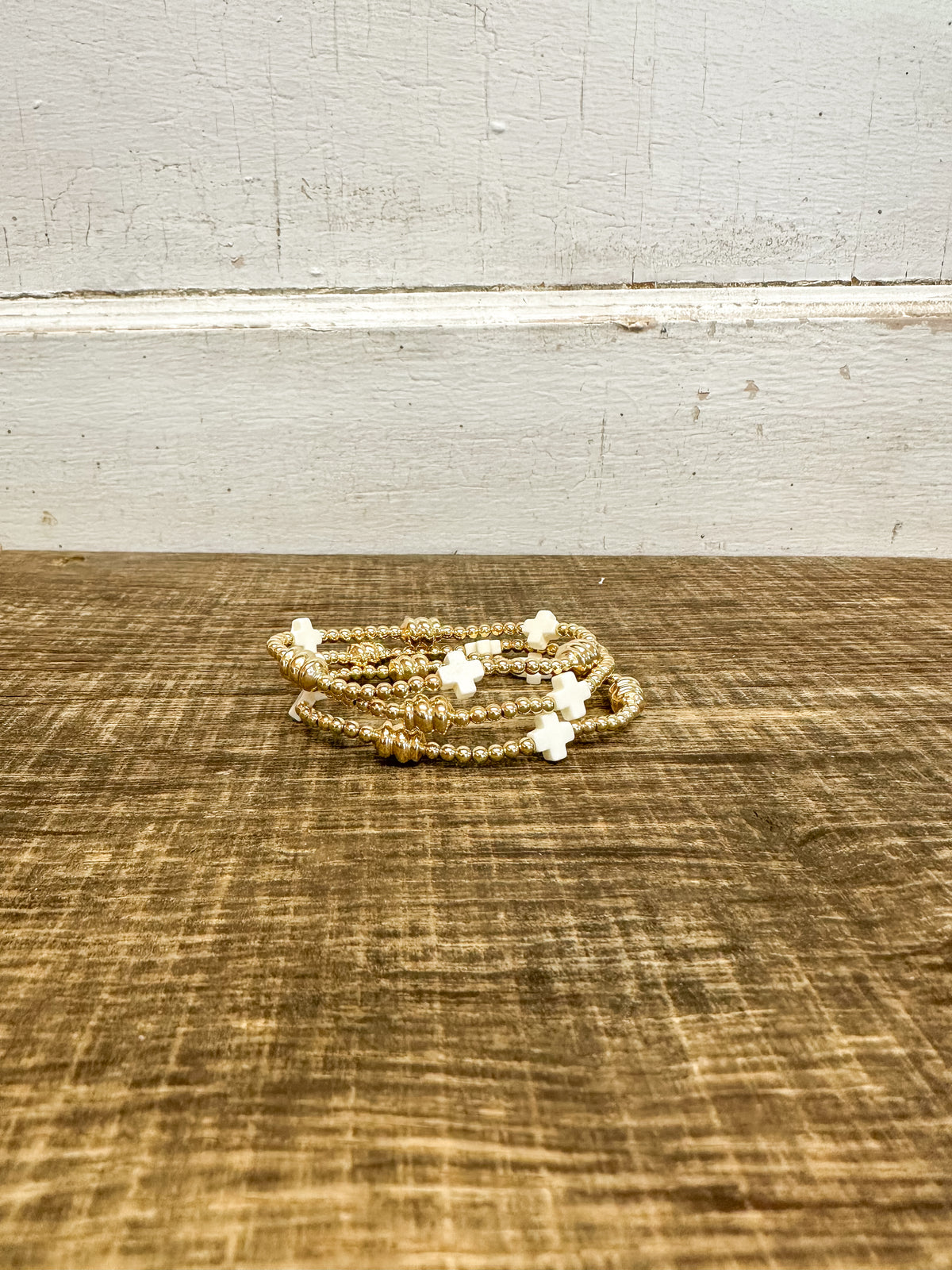Signature Cross Off-White & Admire Gold 3mm Gold Bracelet