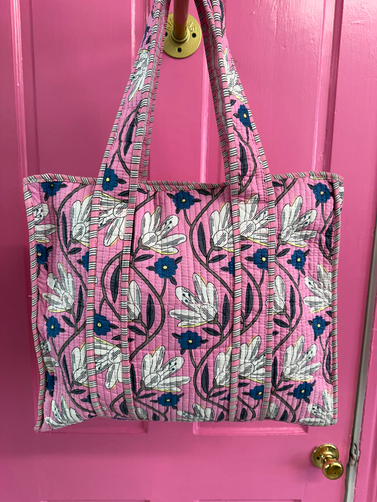 Pink, Blue & Yellow Quilted Tote
