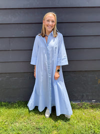 Mary Button Up Stripe Maxi Dress - Blue
