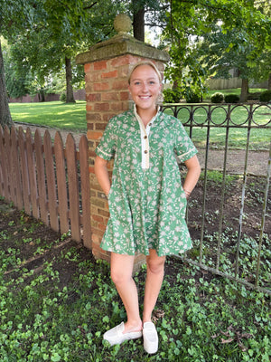 Audrey Green Floral Dress
