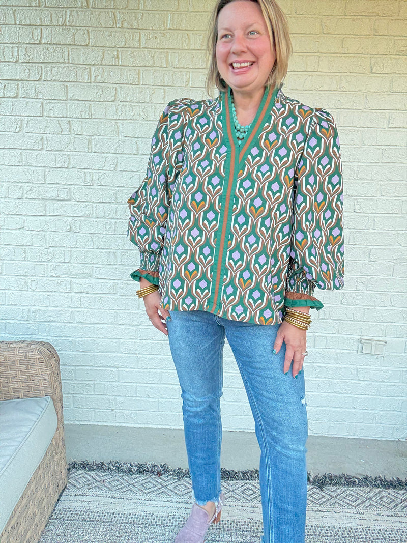 Geometric Print Blouse