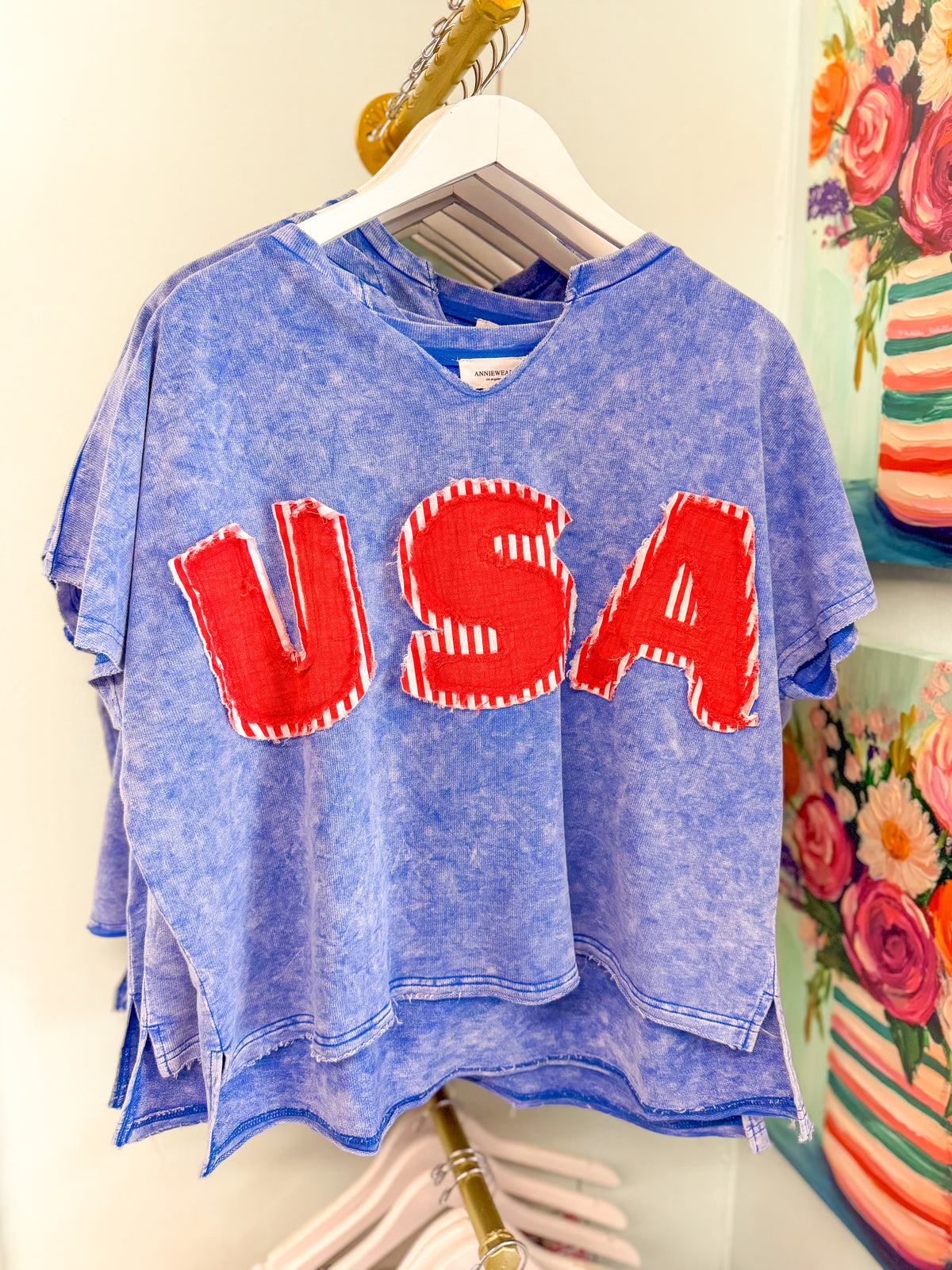 USA Patched Knit Top - Blue