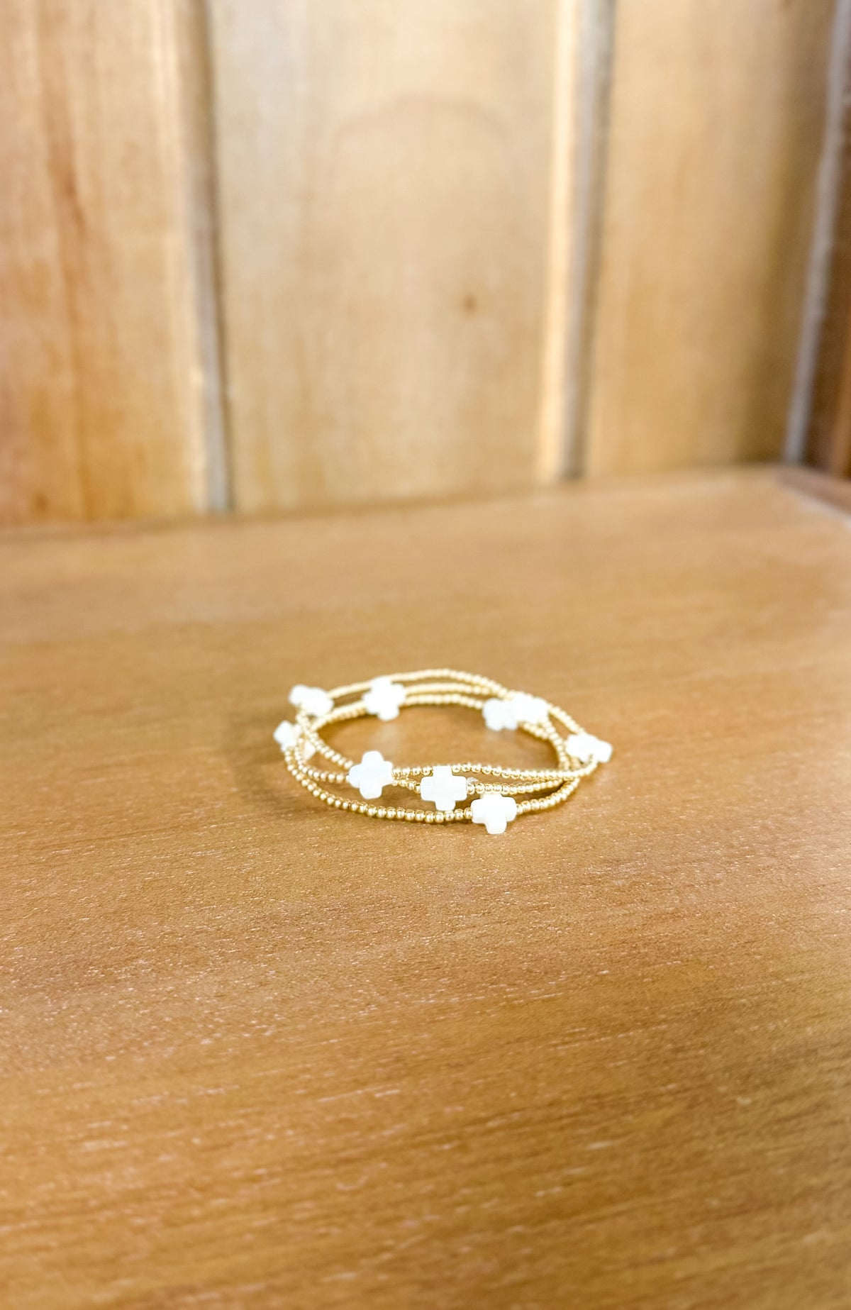 Signature Cross 2mm Gold Bracelet - Off-White