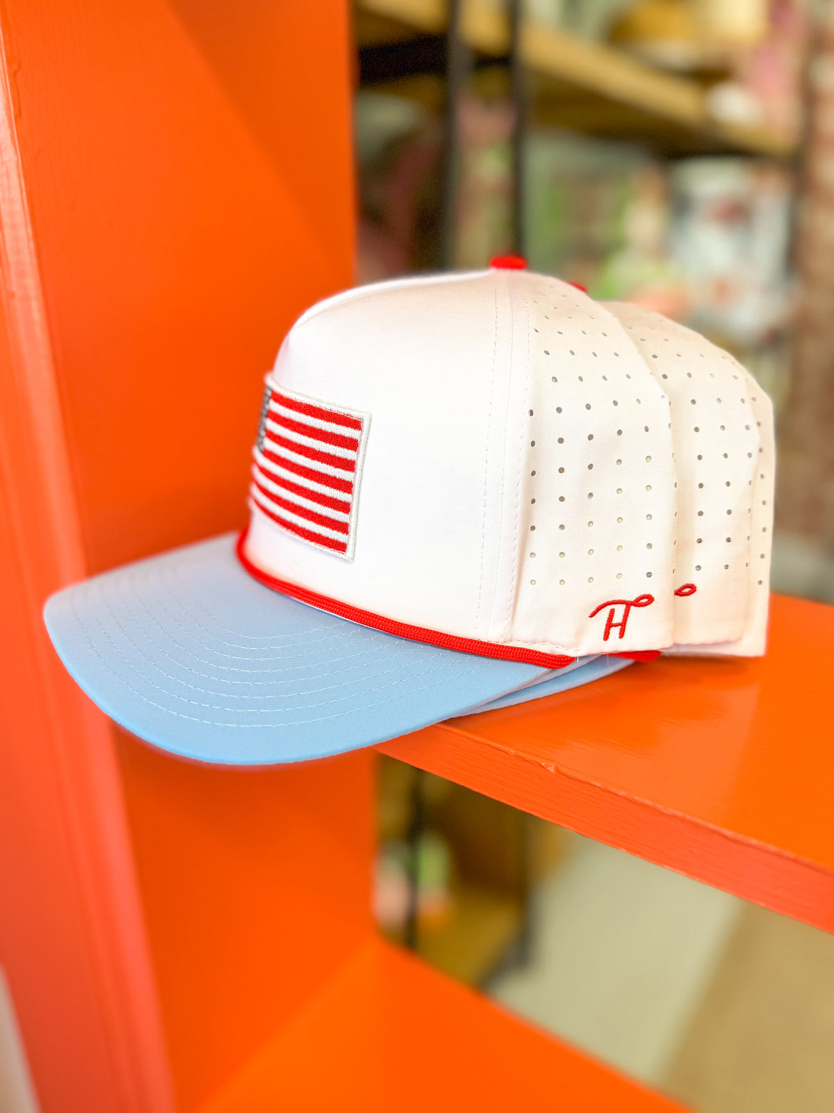 Baby Blue American Flag Trucker Hat