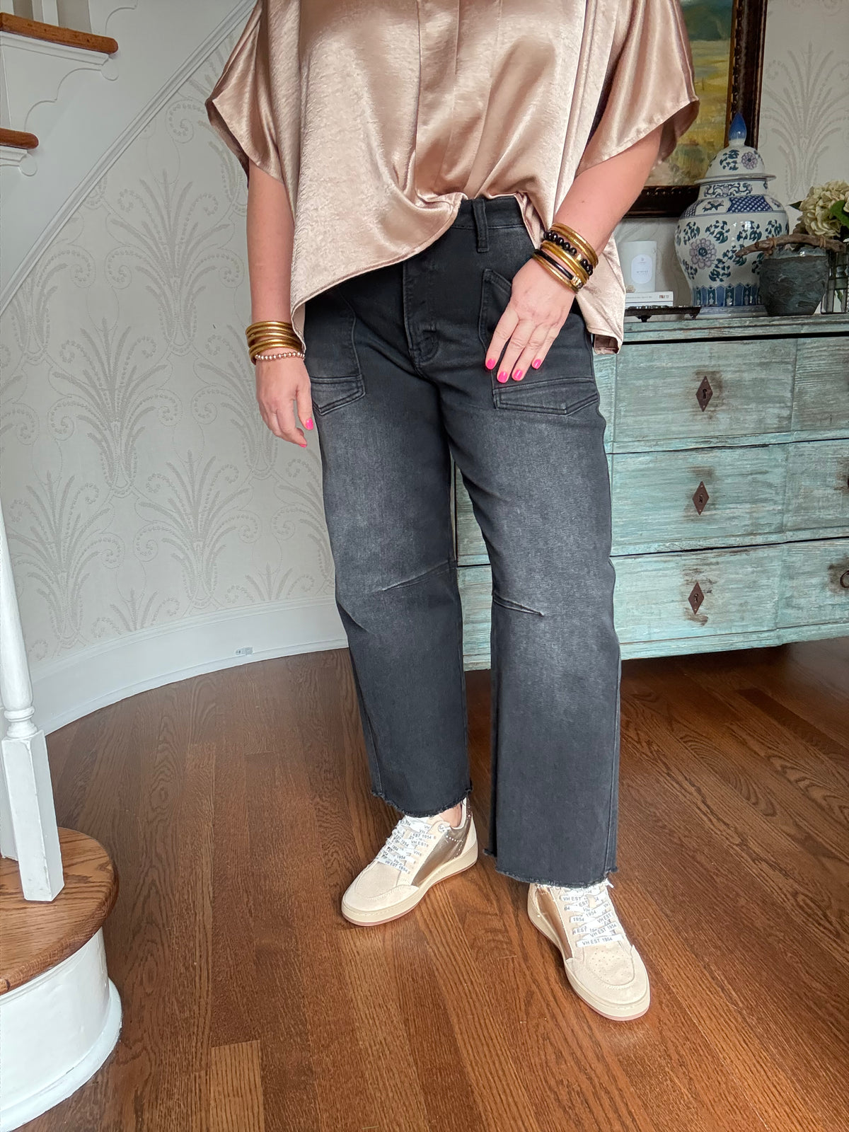 Kate Super High Rise Barrel Jean - Black