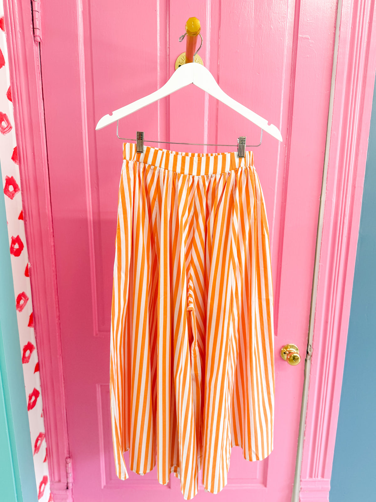 Striped Voluminous Gaucho Pant - Orange
