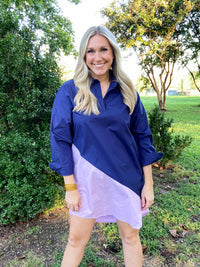 Preppy Dress - Navy and Lavender