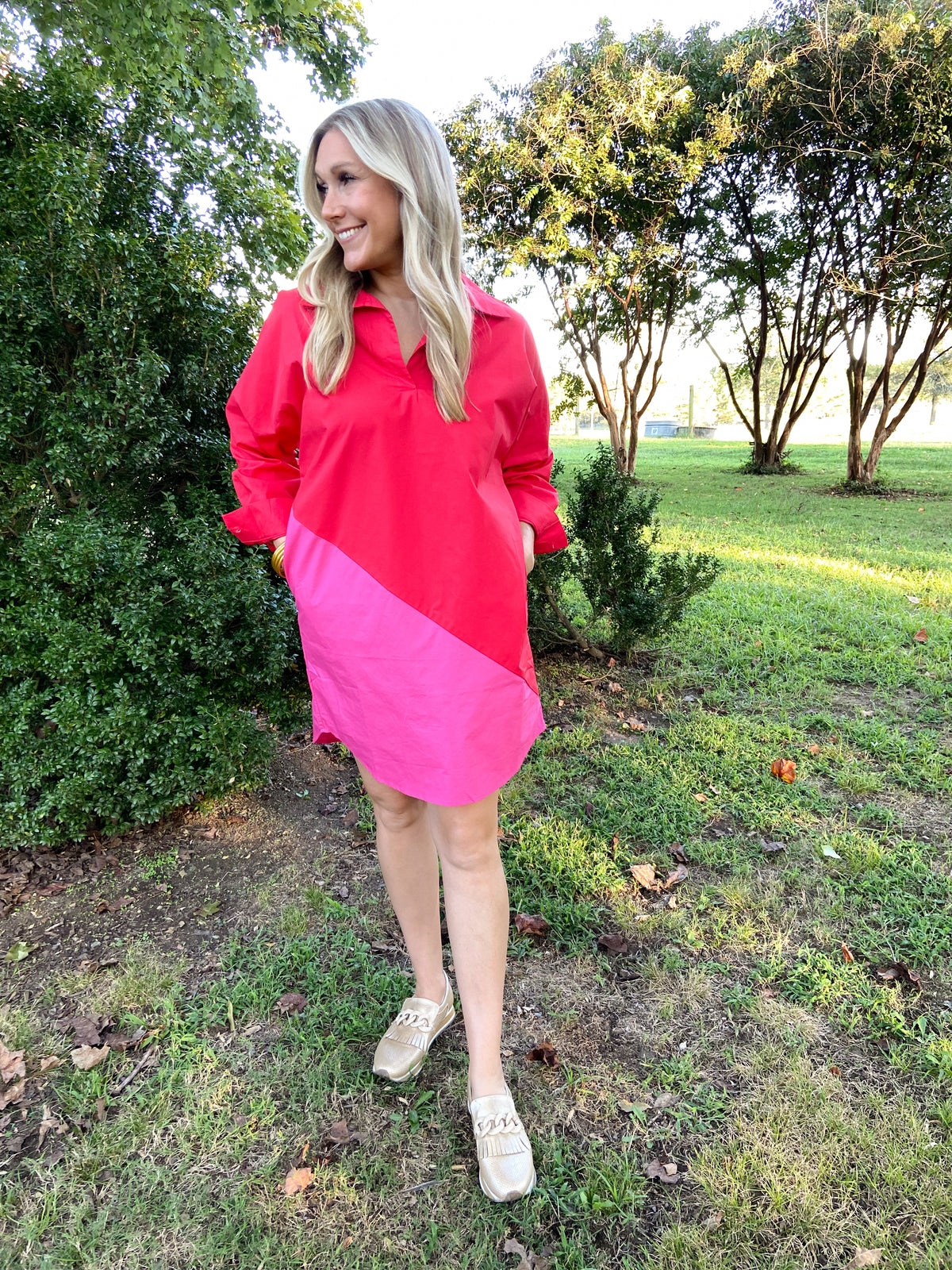 Preppy Dress - Red and Fuschsia