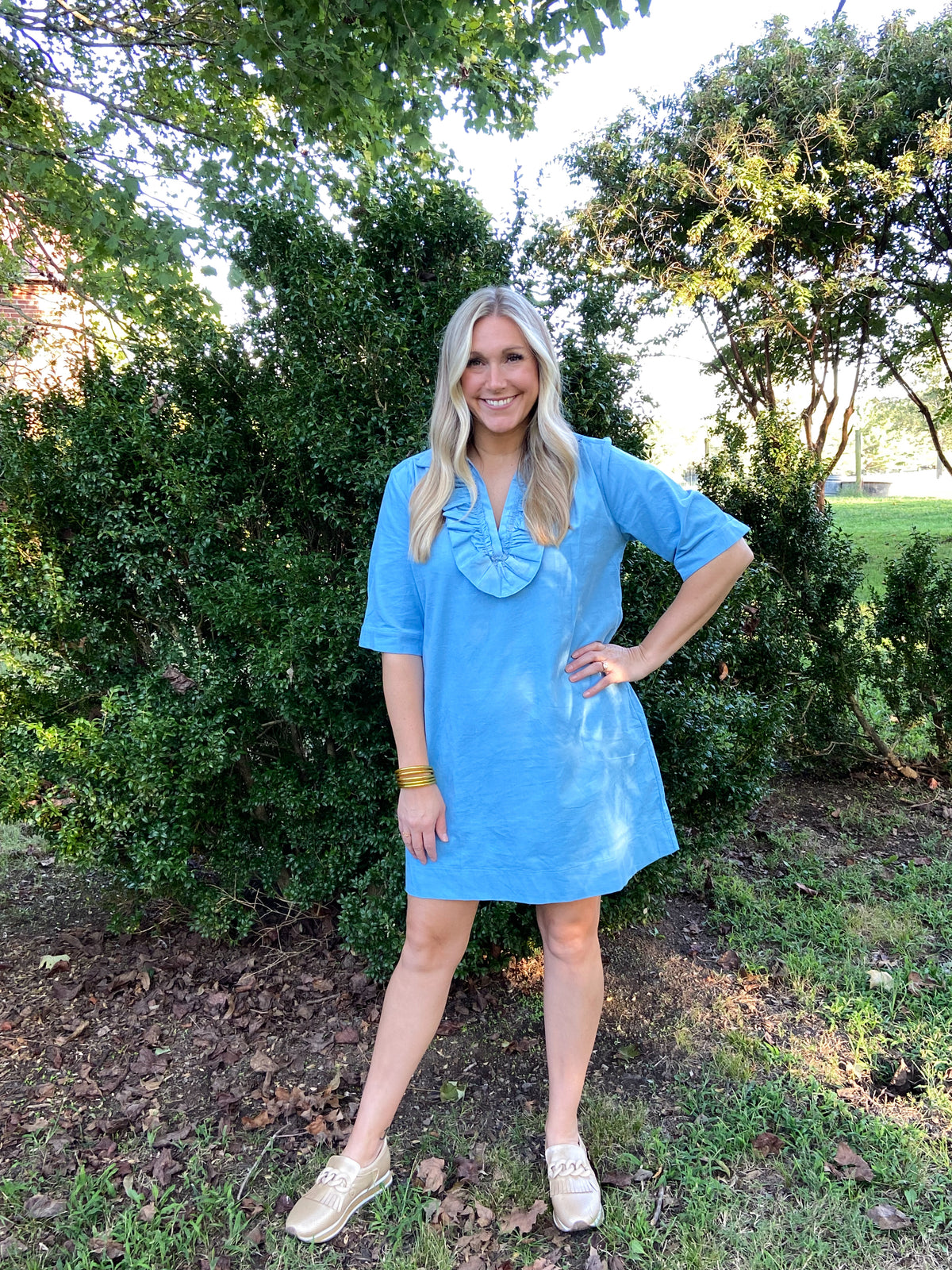 Beth Corduroy Dress - Powder Blue