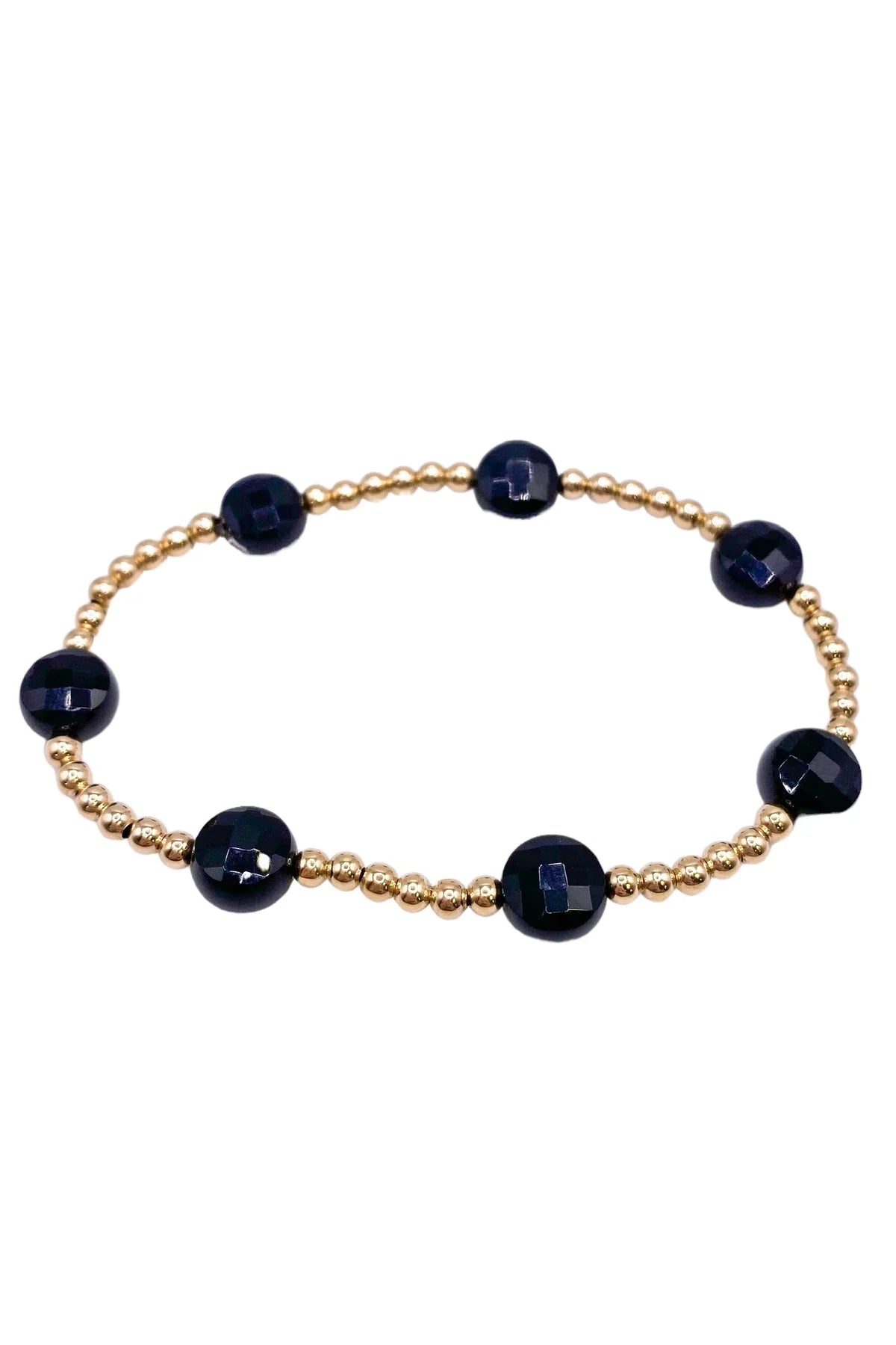 Admire Gold 3mm Bracelet - Faceted Onyx