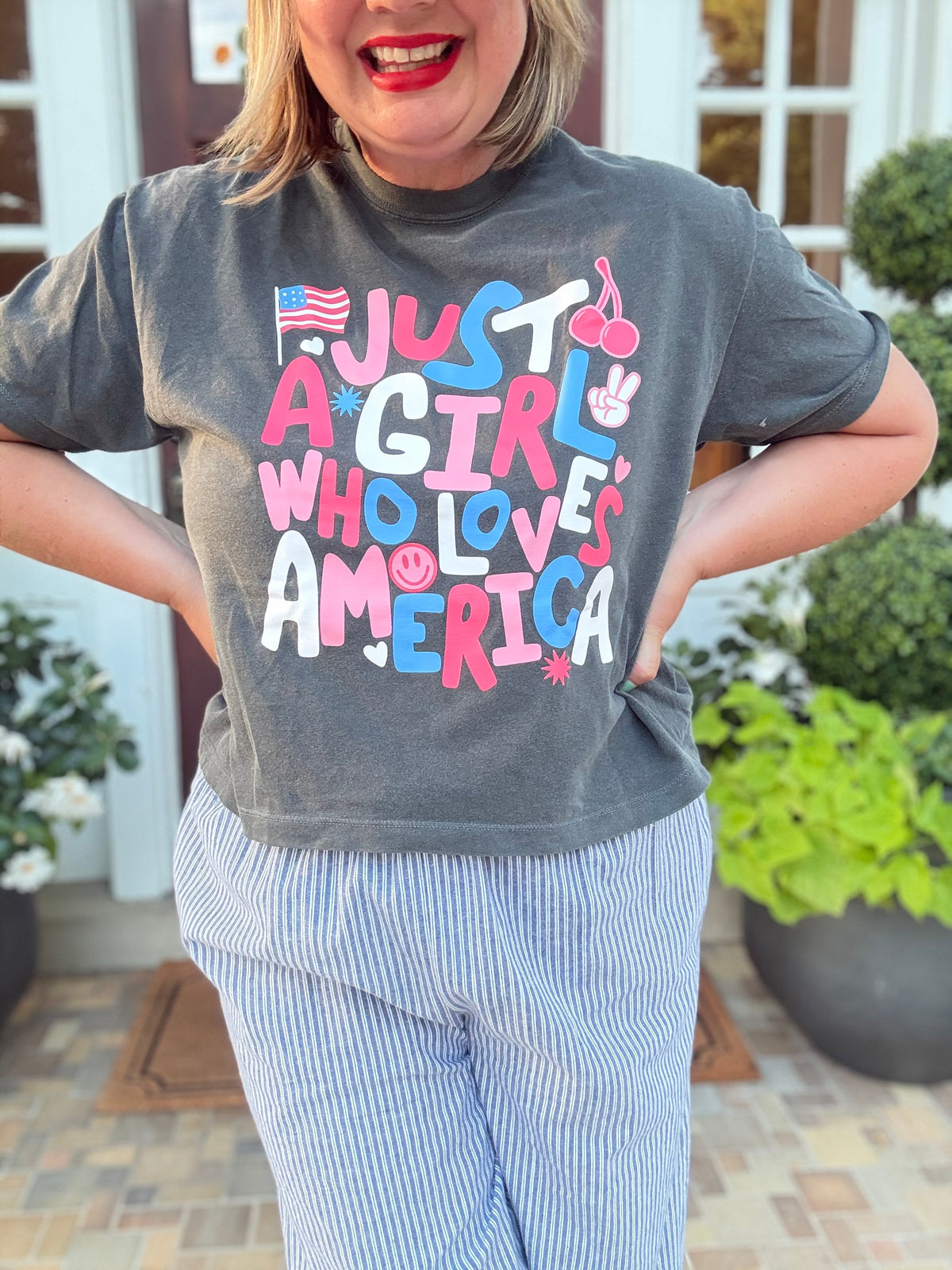Just a Girl who Loves America Crop Tee