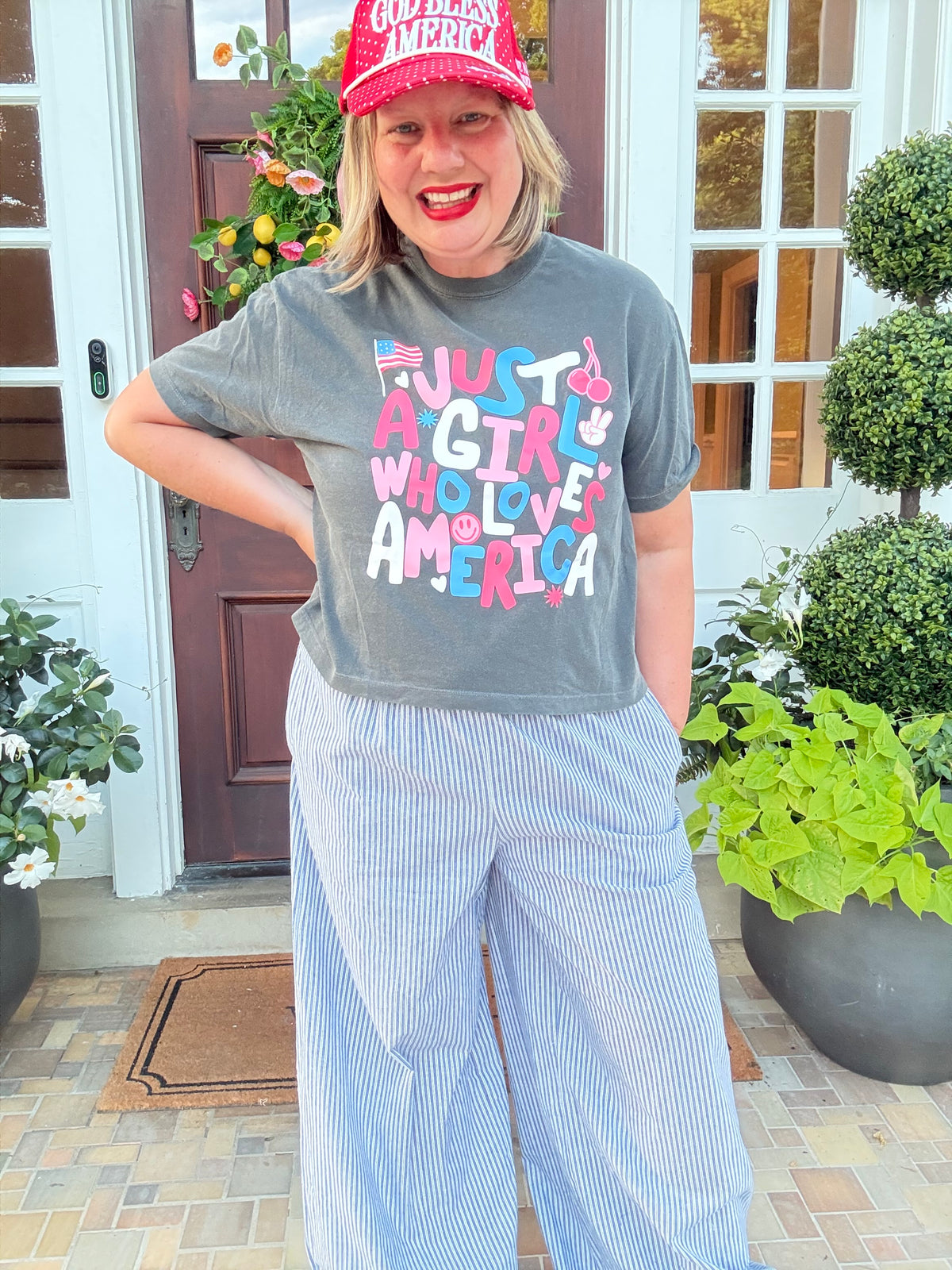 Just a Girl who Loves America Crop Tee