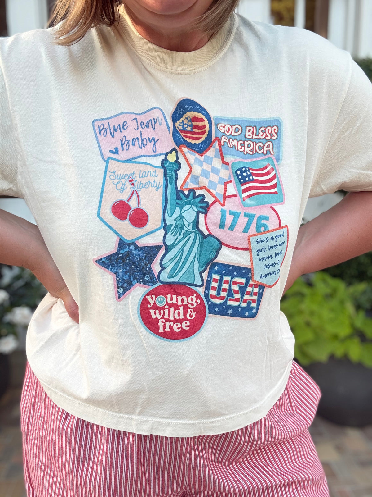 Patriotic Patch Cropped Tee