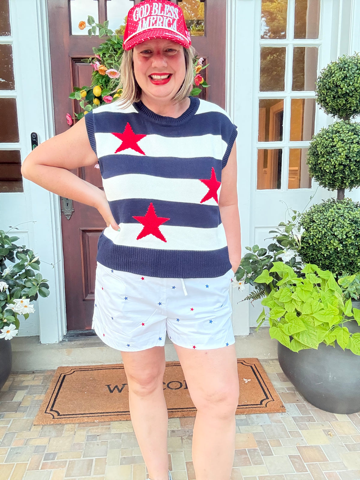 Sleeveless Star Stripe Sweater