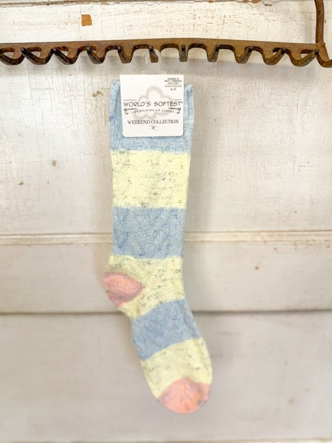 Worlds Softest Socks – Blue/Yellow/Pink