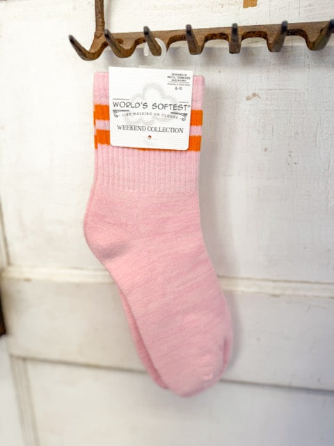 Worlds Softest Socks – Rose/Carrot Stripe