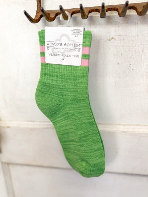 Worlds Softest Socks – Jade/Rose Stripe