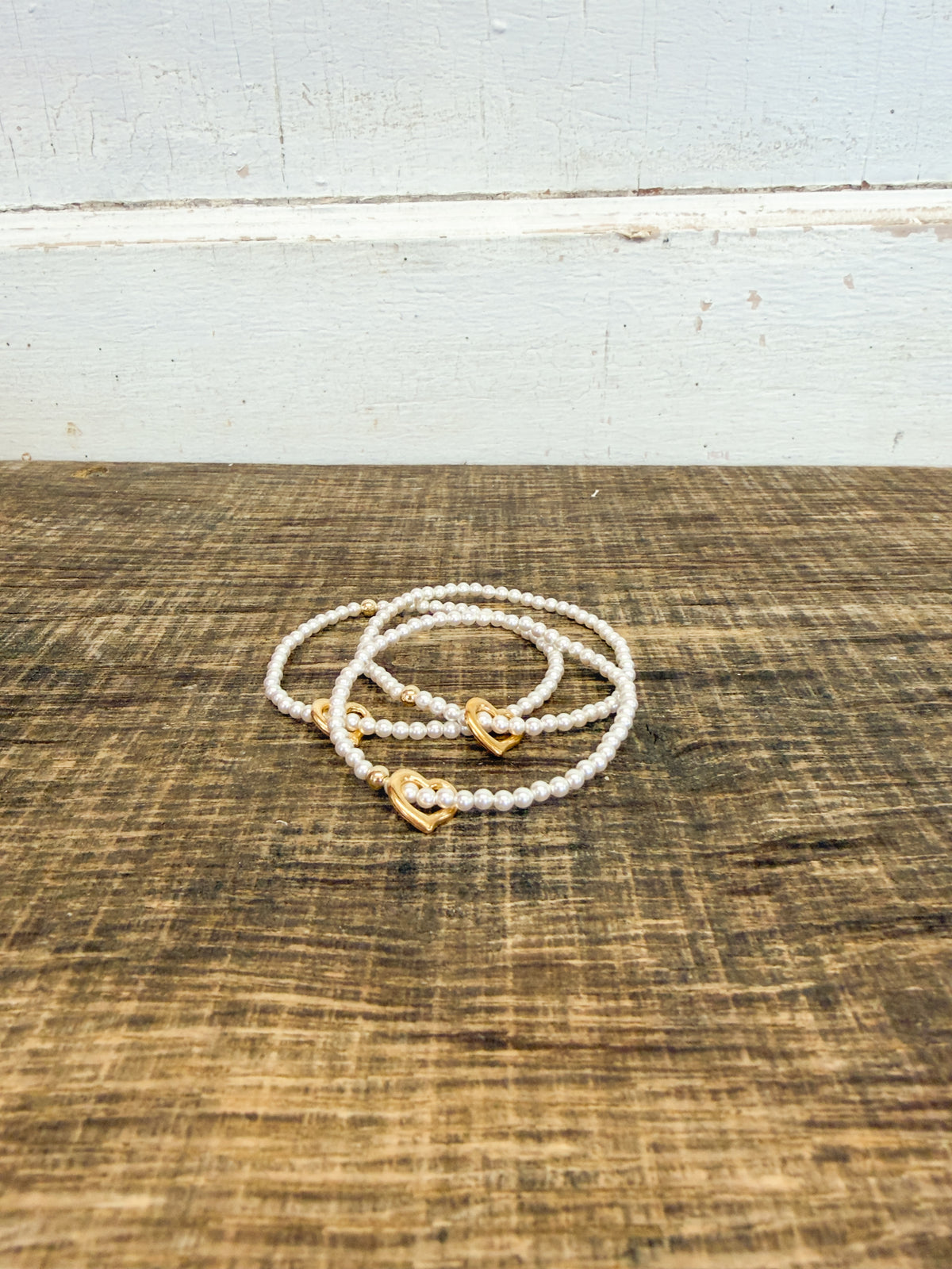 Classic Pearl 3mm Bracelet - Love Gold Charm