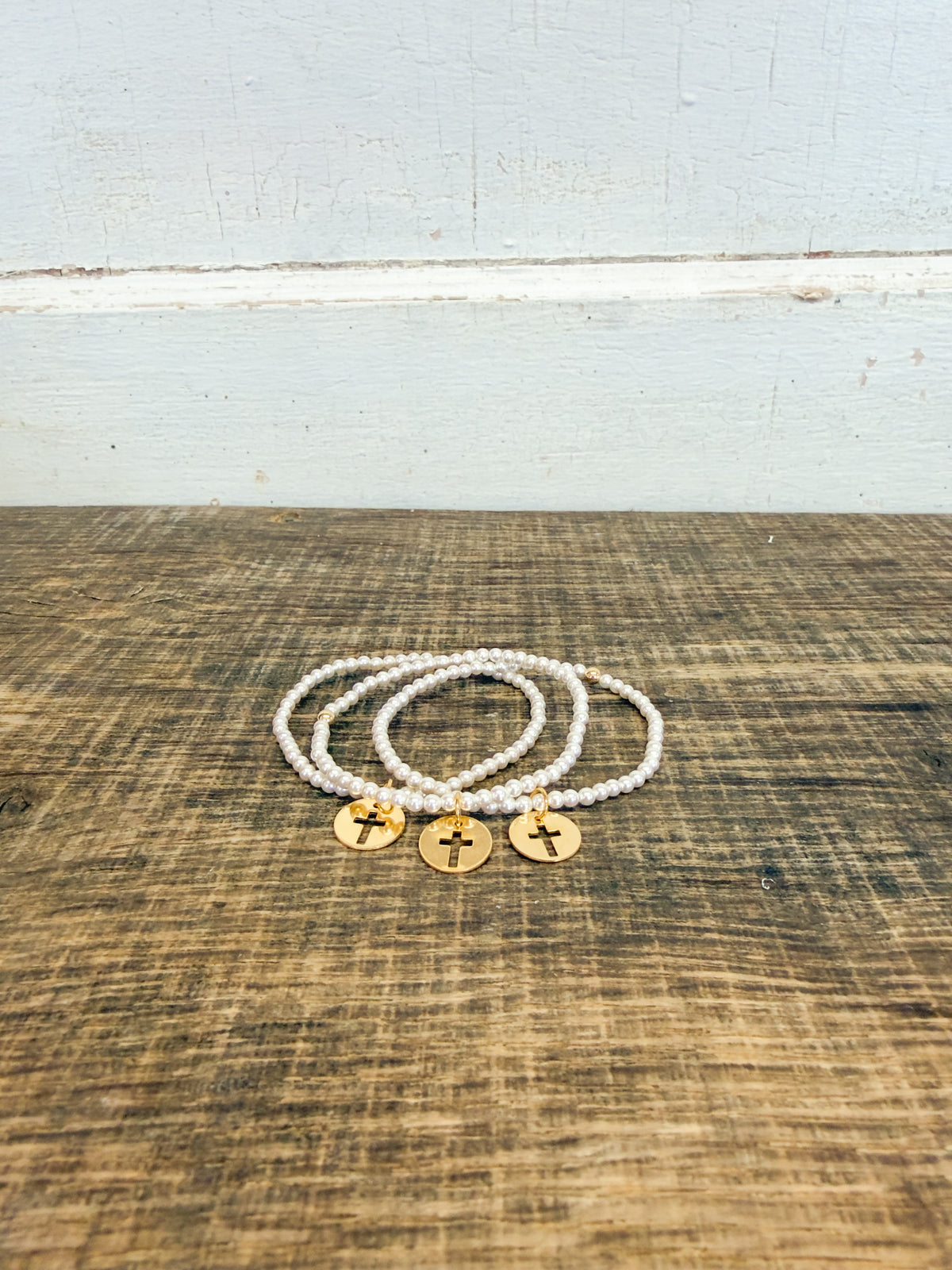 Classic Pearl 3mm Bracelet - Blessed Gold Disc